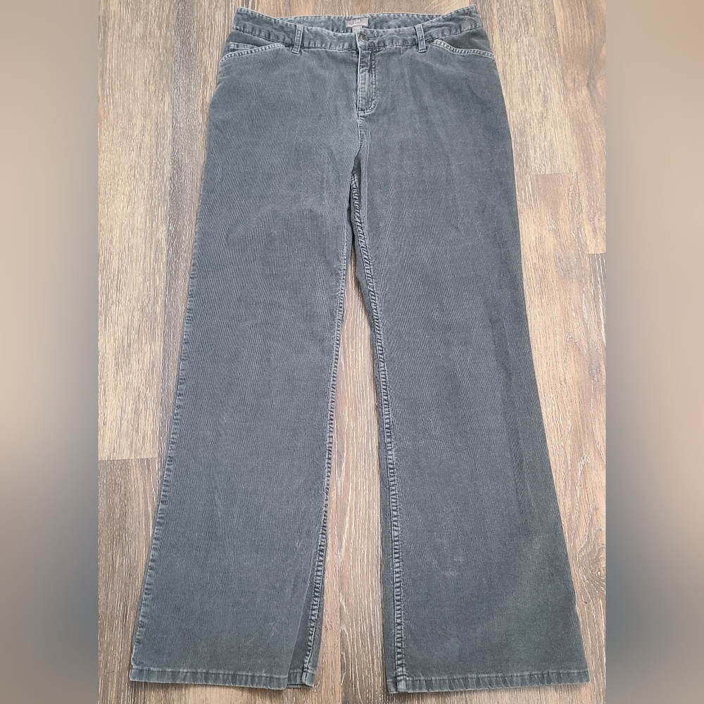 J. Jill Women's Straight Leg Corduroy Pants in Charcoal Gray